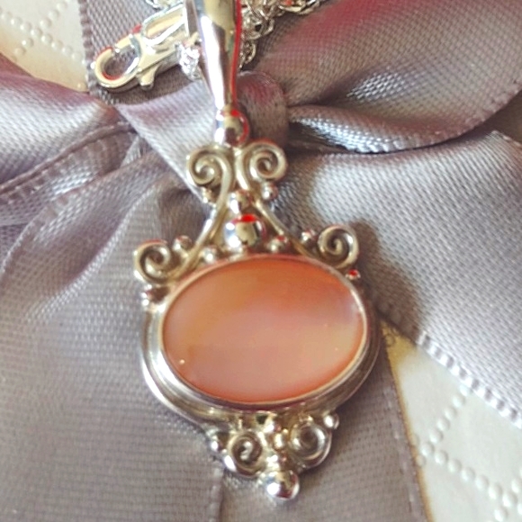 Sajan Crafted Sterling Silver Pink Polished Moonst - Picture 3 of 12